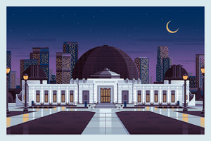 Griffith Observatory Illustration, Los Angeles Art Print by George Townley