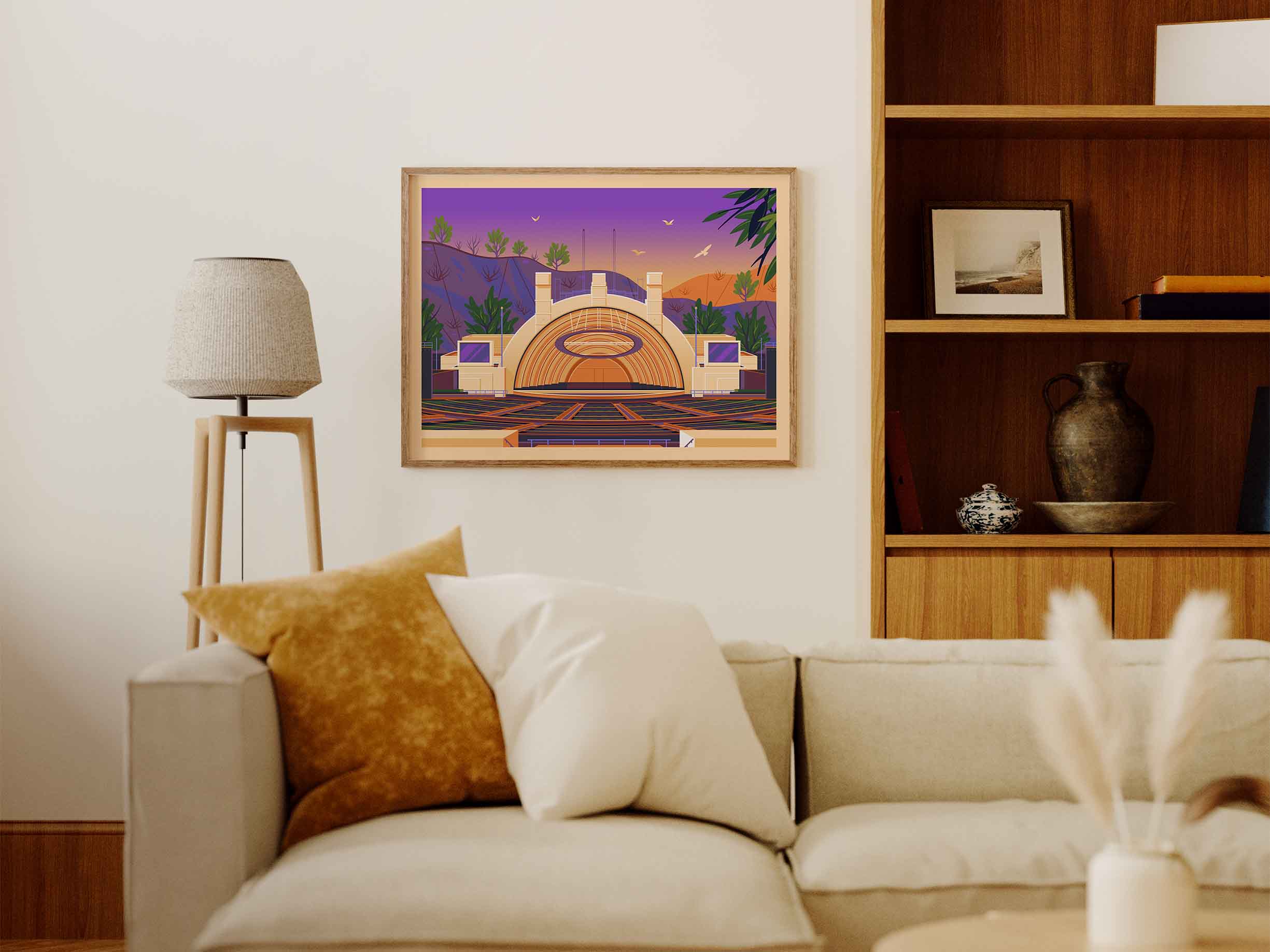 Hollywood Bowl Illustration, Los Angeles Art Print by George Townley
