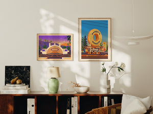 Hollywood Bowl Illustration, Los Angeles Art Print by George Townley