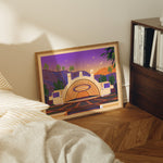 Hollywood Bowl Illustration, Los Angeles Art Print by George Townley