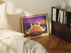 Hollywood Bowl Illustration, Los Angeles Art Print by George Townley
