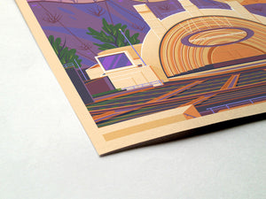 Hollywood Bowl Illustration, Los Angeles Art Print by George Townley