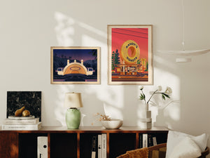 Hollywood Bowl Illustration, Los Angeles Art Print by George Townley