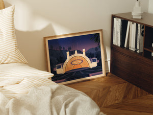 Hollywood Bowl Illustration, Los Angeles Art Print by George Townley