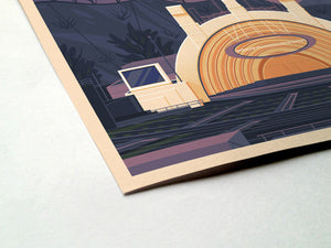 Hollywood Bowl Illustration, Los Angeles Art Print by George Townley