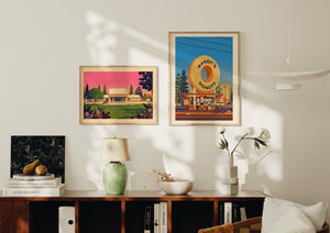 Hollyhock House Illustration, Los Angeles Art Print by George Townley