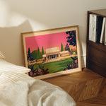 Hollyhock House Illustration, Los Angeles Art Print by George Townley
