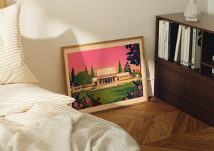 Hollyhock House Illustration, Los Angeles Art Print by George Townley