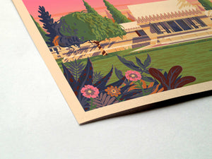 Hollyhock House Illustration, Los Angeles Art Print by George Townley