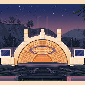 Hollywood Bowl Illustration, Los Angeles Art Print by George Townley