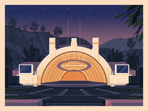 Hollywood Bowl Illustration, Los Angeles Art Print by George Townley