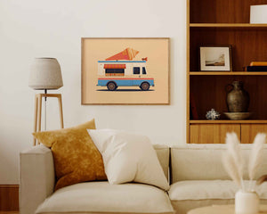 Ice Cream Truck Illustration, Los Angeles Art Print by George Townley