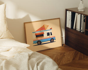 Ice Cream Truck Illustration, Los Angeles Art Print by George Townley