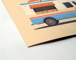 Ice Cream Truck Illustration, Los Angeles Art Print by George Townley