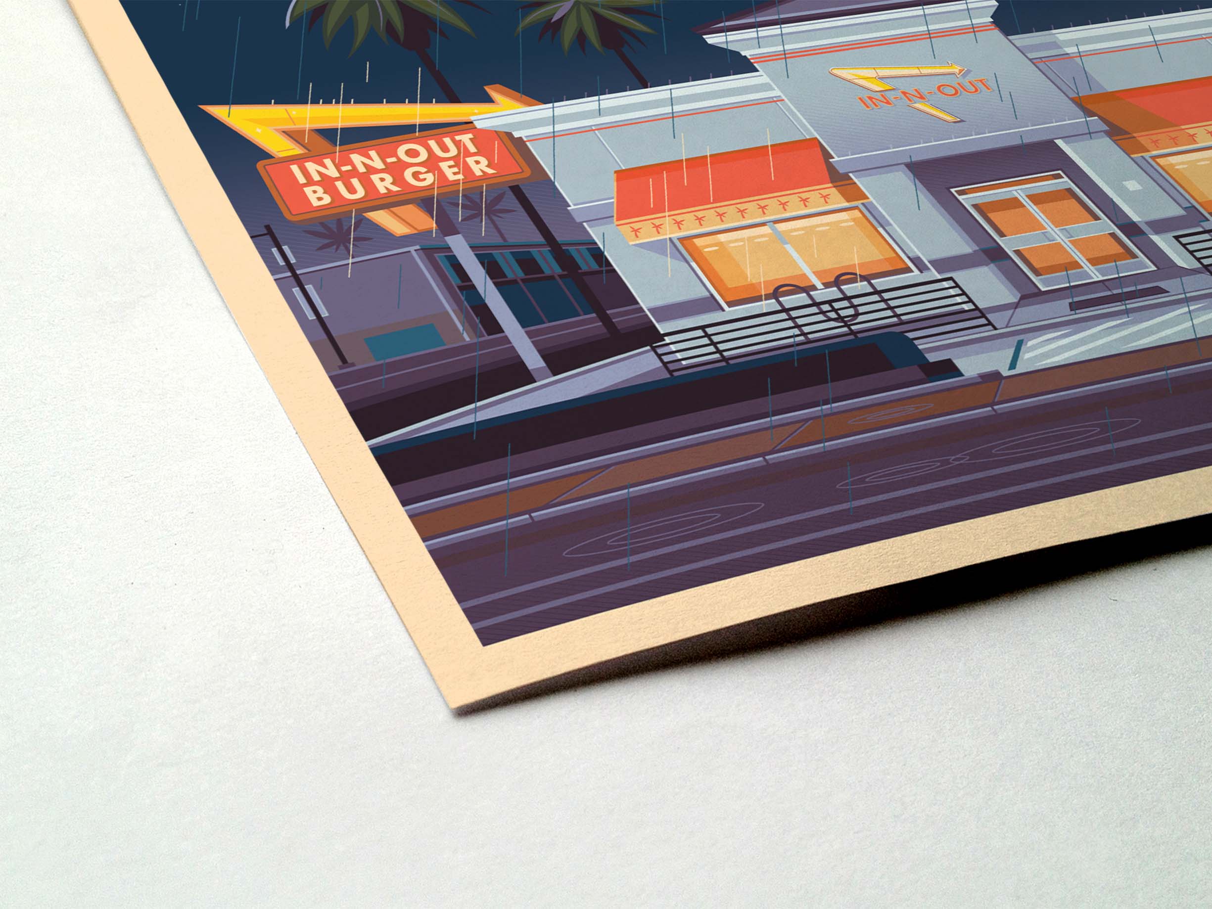 In-N-Out Hollywood Illustration, Los Angeles Art Print by George Townley