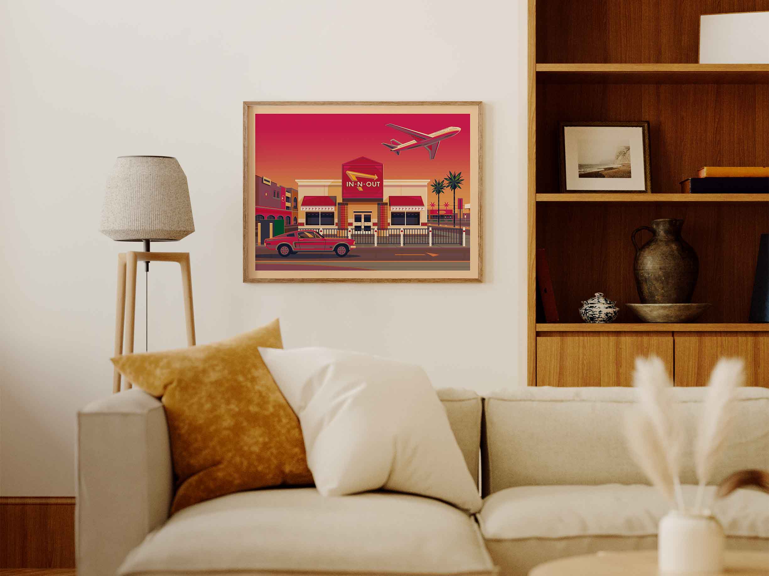 In-N-Out LAX Illustration, Los Angeles Art Print by George Townley