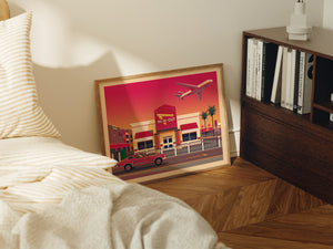 In-N-Out LAX Illustration, Los Angeles Art Print by George Townley