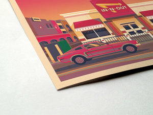 In-N-Out LAX Illustration, Los Angeles Art Print by George Townley