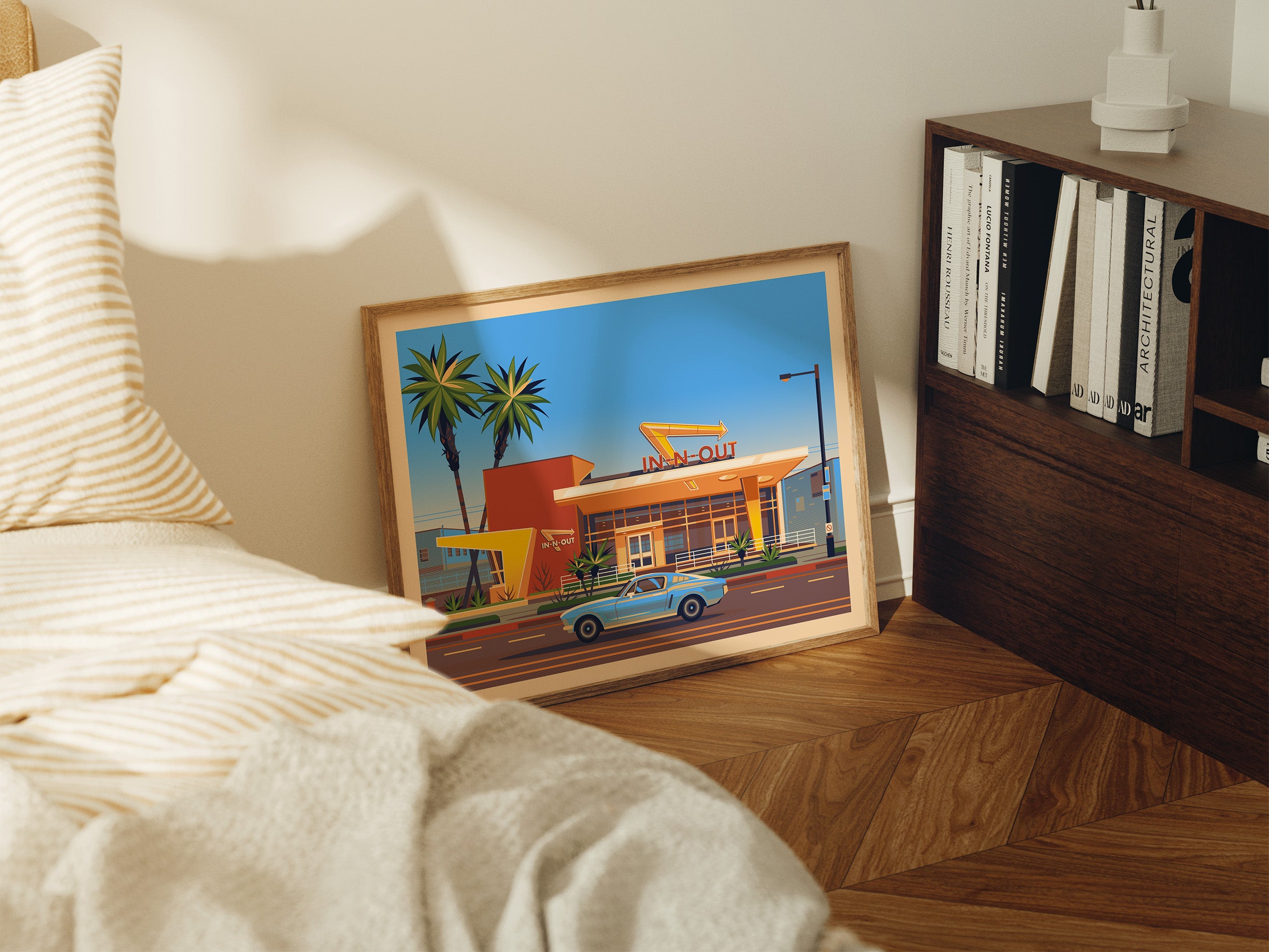 In-N-Out Westwood Illustration, Los Angeles Art Print by George Townley