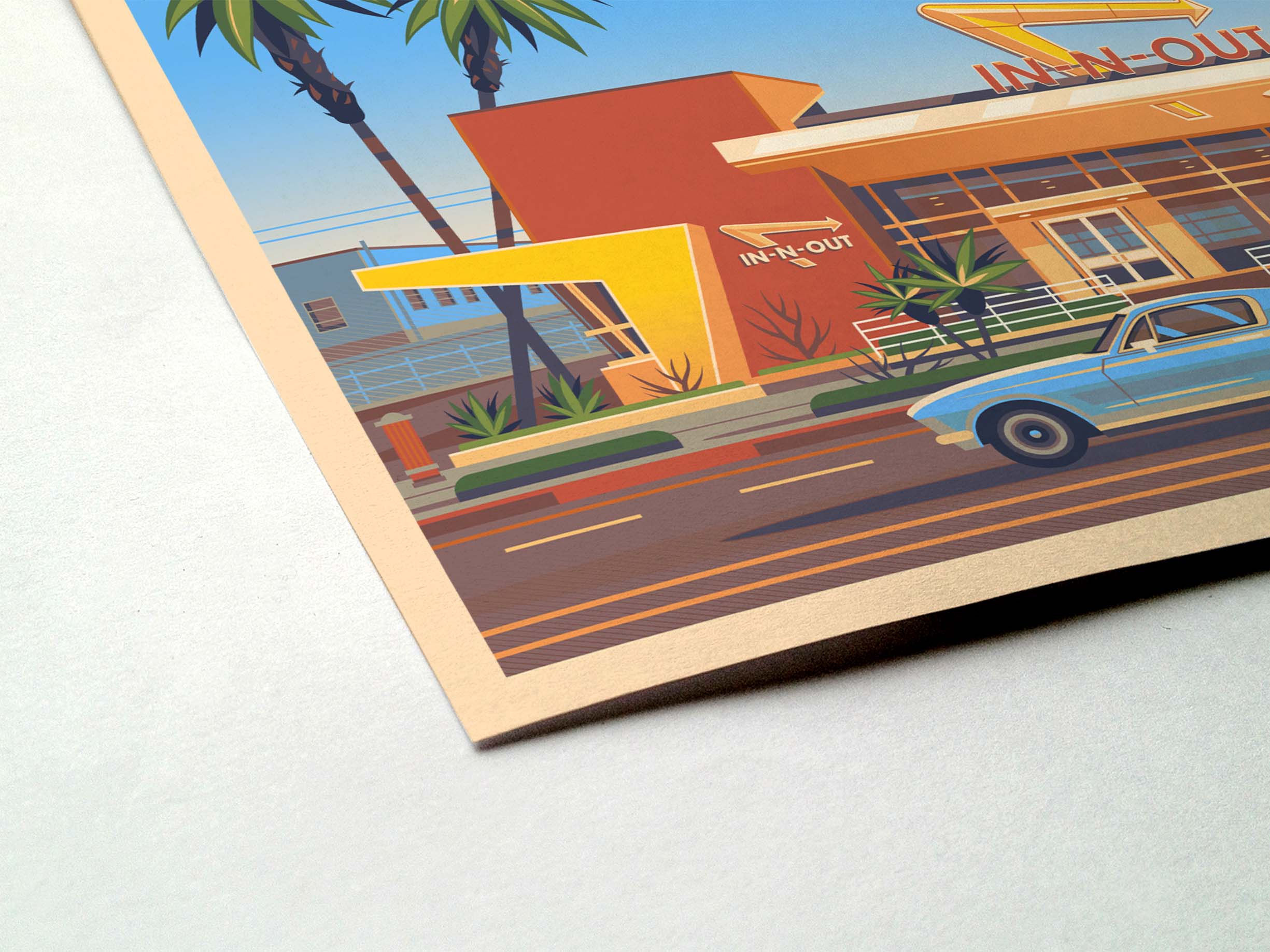 In-N-Out Westwood Illustration, Los Angeles Art Print by George Townley