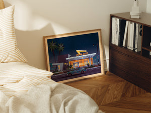 In-N-Out Westwood Illustration, Los Angeles Art Print by George Townley