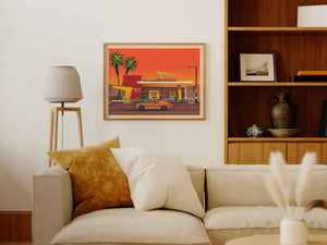 In-N-Out Westwood Illustration, Los Angeles Art Print by George Townley