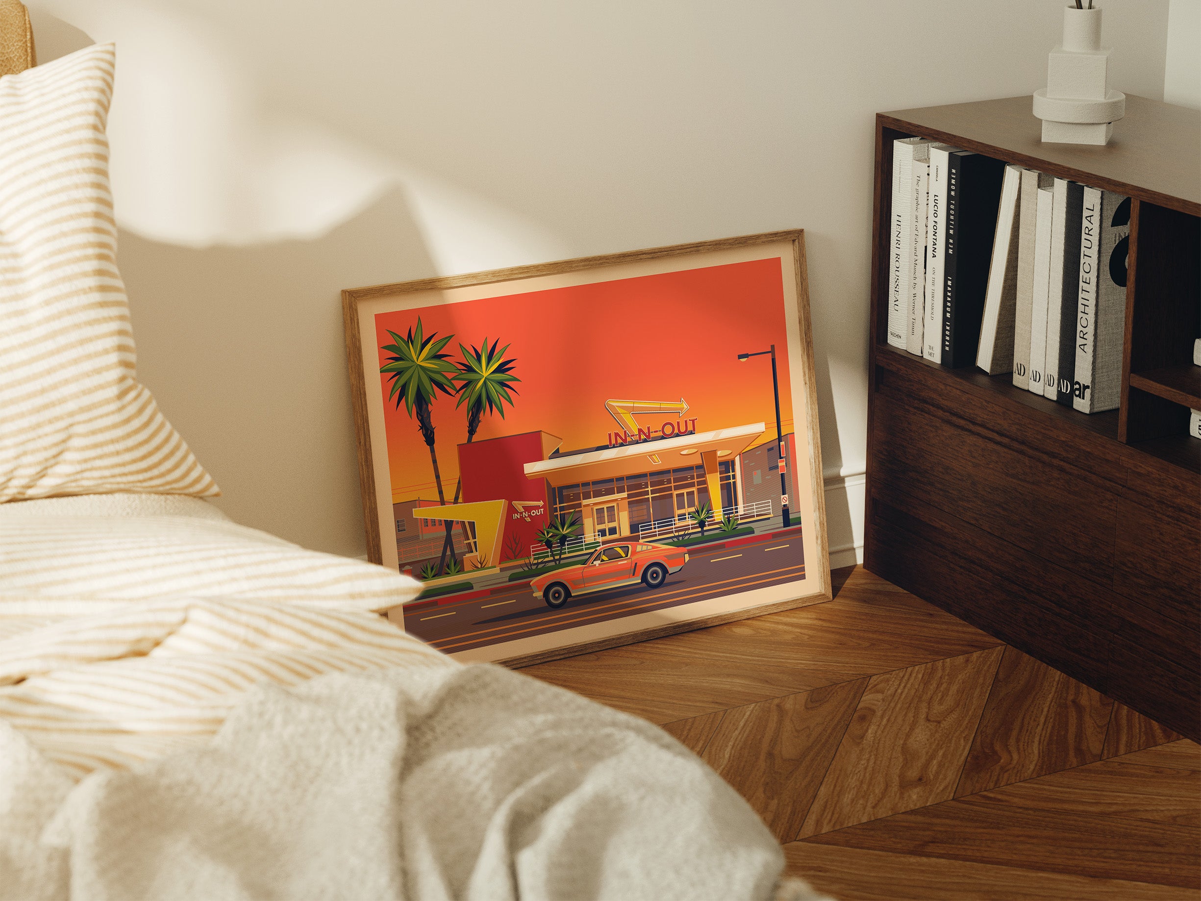 In-N-Out Westwood Illustration, Los Angeles Art Print by George Townley