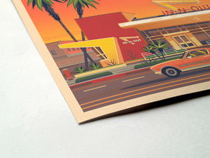 In-N-Out Westwood Illustration, Los Angeles Art Print by George Townley