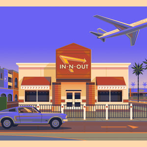 In-N-Out LAX Illustration, Los Angeles Art Print by George Townley