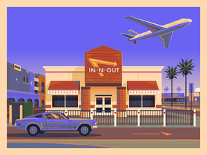 In-N-Out LAX Illustration, Los Angeles Art Print by George Townley