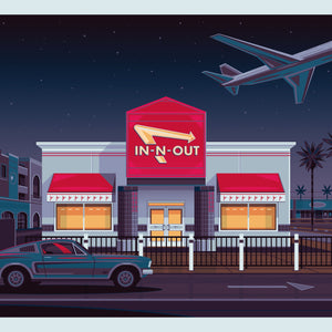 In-N-Out LAX Illustration, Los Angeles Art Print by George Townley