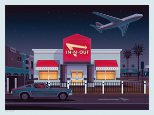 In-N-Out LAX Illustration, Los Angeles Art Print by George Townley