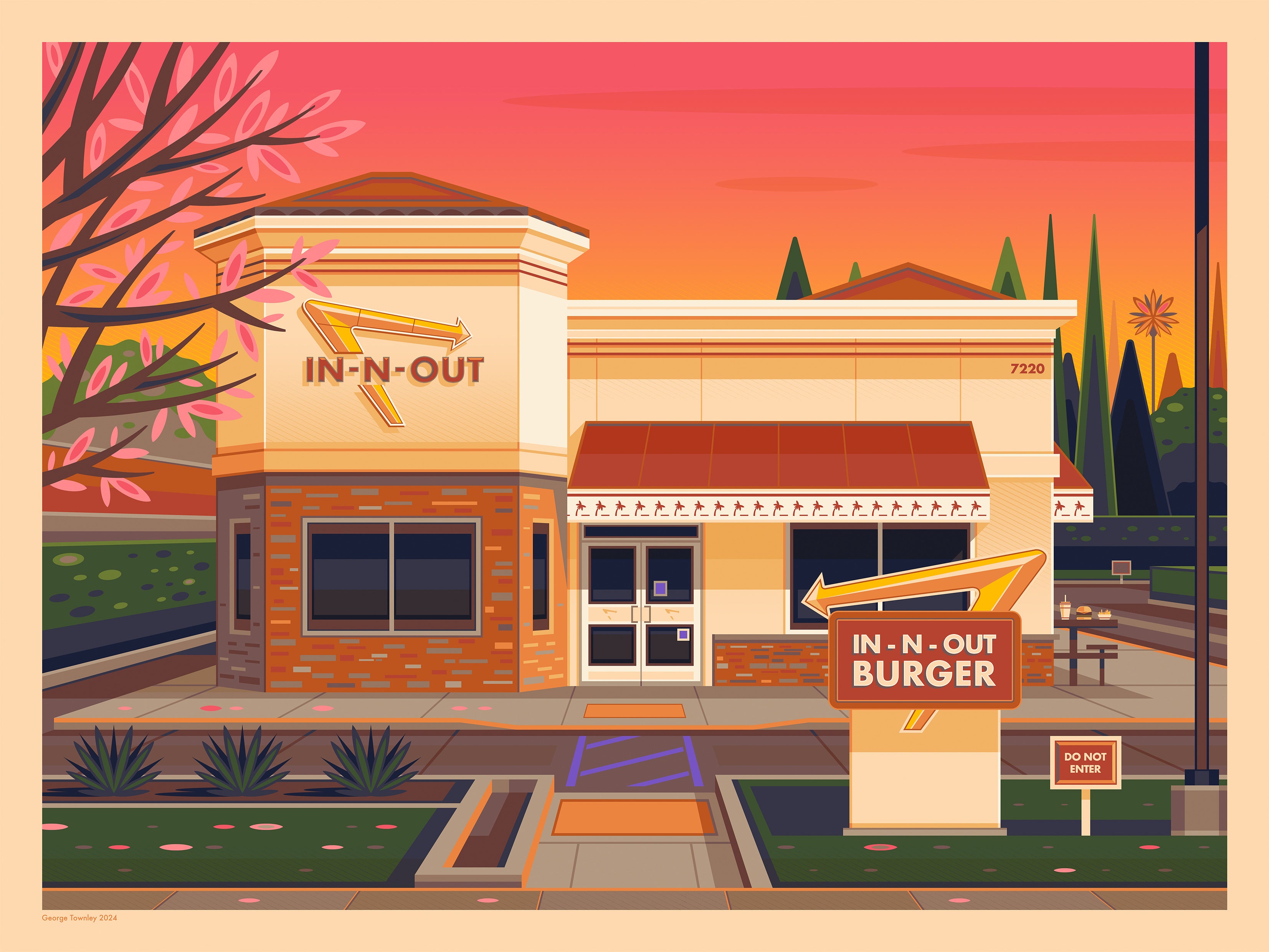 In N Out Van Nuys Los Angeles Art Print by George Townley