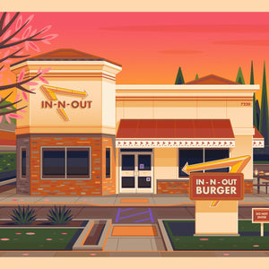 In-N-Out Van Nuys Illustration, Los Angeles Art Print by George Townley