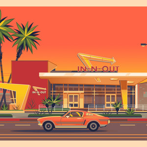 In-N-Out Westwood Illustration, Los Angeles Art Print by George Townley
