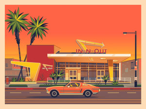 In-N-Out Westwood Illustration, Los Angeles Art Print by George Townley
