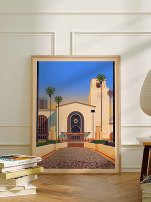 Los Angeles Union Station Illustration, Los Angeles Art Print by George Townley