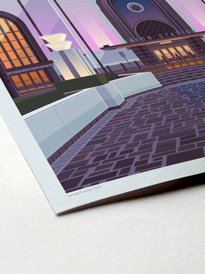 Los Angeles Union Station Illustration, Los Angeles Art Print by George Townley