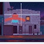 The Lighthouse Cafe Illustration, Los Angeles Art Print by George Townley