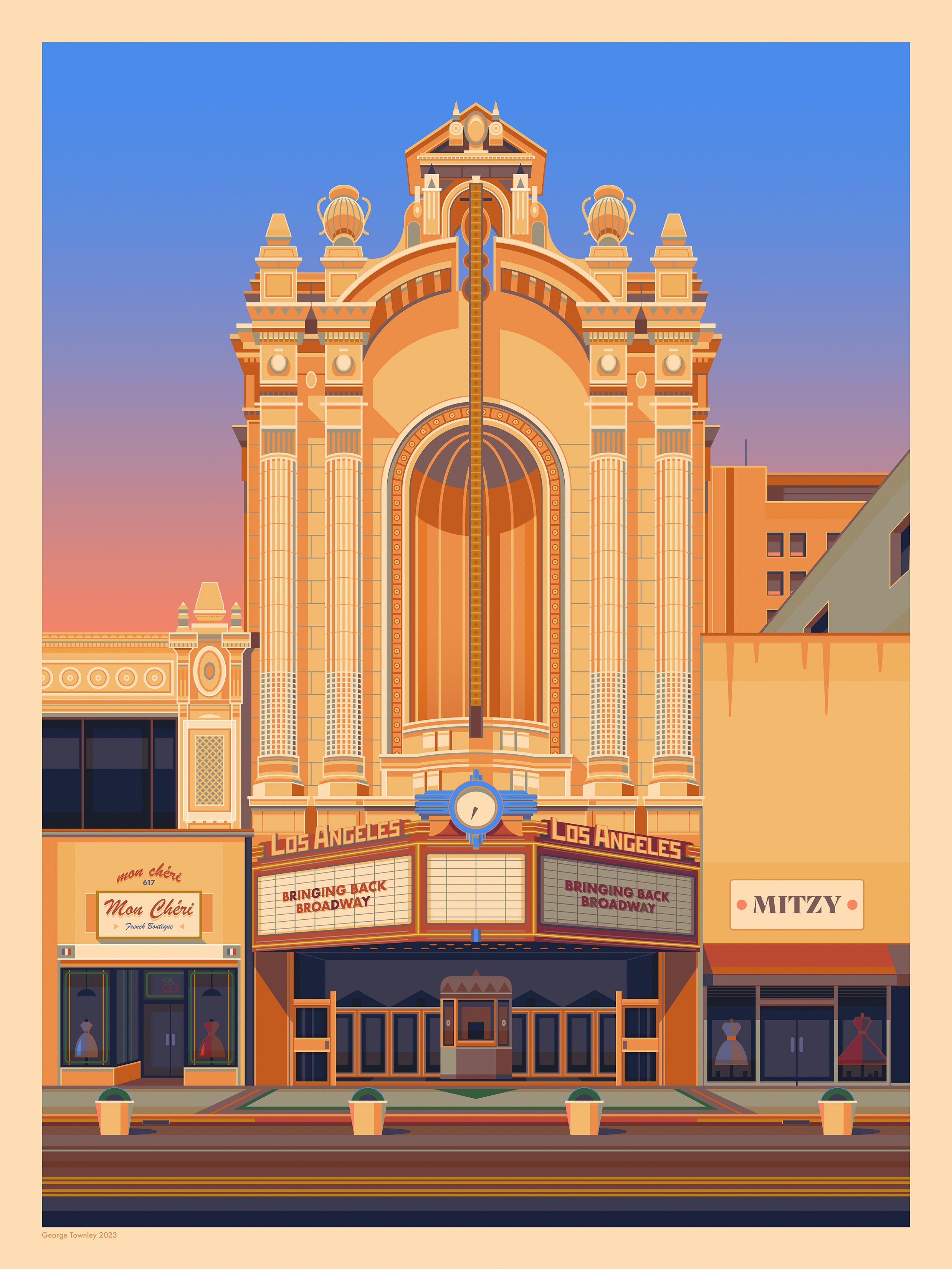 Los Angeles Theatre Art Print by George Townley