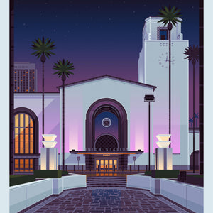 Los Angeles Union Station Illustration, Los Angeles Art Print by George Townley