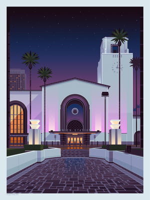 Los Angeles Union Station Illustration, Los Angeles Art Print by George Townley