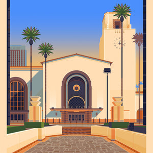 Los Angeles Union Station Illustration, Los Angeles Art Print by George Townley