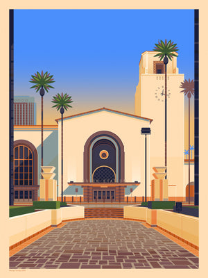 Los Angeles Union Station Illustration, Los Angeles Art Print by George Townley