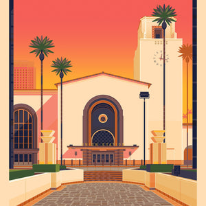 Los Angeles Union Station Illustration, Los Angeles Art Print by George Townley
