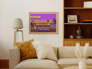 McDonald's Downey Illustration, Los Angeles Art Print by George Townley