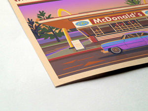 McDonald's Downey Illustration, Los Angeles Art Print by George Townley