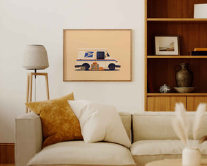 Mail Truck Illustration, Los Angeles Art Print by George Townley