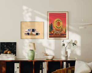 Mail Truck Illustration, Los Angeles Art Print by George Townley