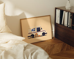 Mail Truck Illustration, Los Angeles Art Print by George Townley